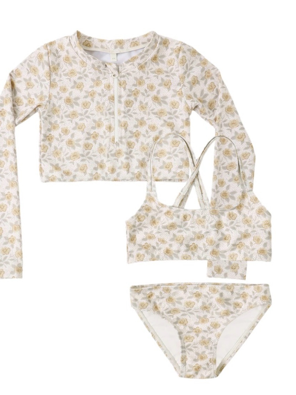 NWT Kids Floral Long-Sleeve Rash Guard Swim Set